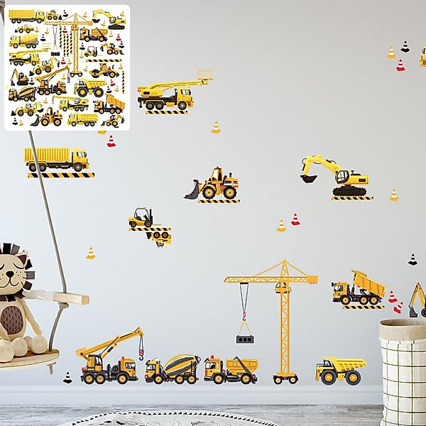 Sunnywall Wandtattoo Baufahrzeuge Wandtattoo XXL Set günstig online kaufen