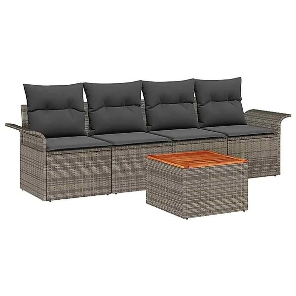 vidaXL Gartensofa-set mit Speicher 5-Tlg Grau Poly-Rattan 3355927 günstig online kaufen