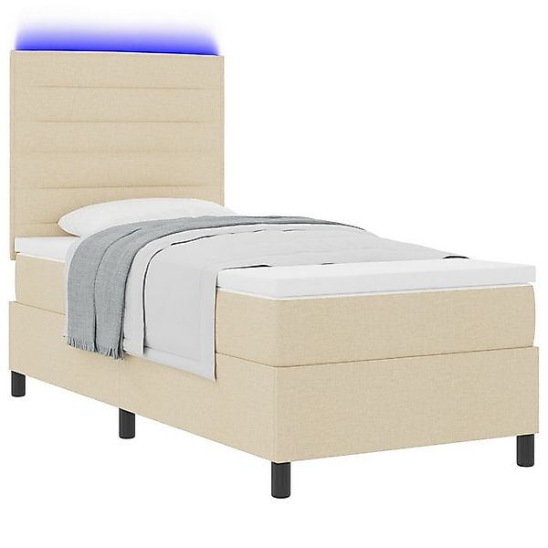 vidaXL Bett Boxspringbett mit Matratze & LED Creme 90x200 cm Stoff (1-tlg) günstig online kaufen