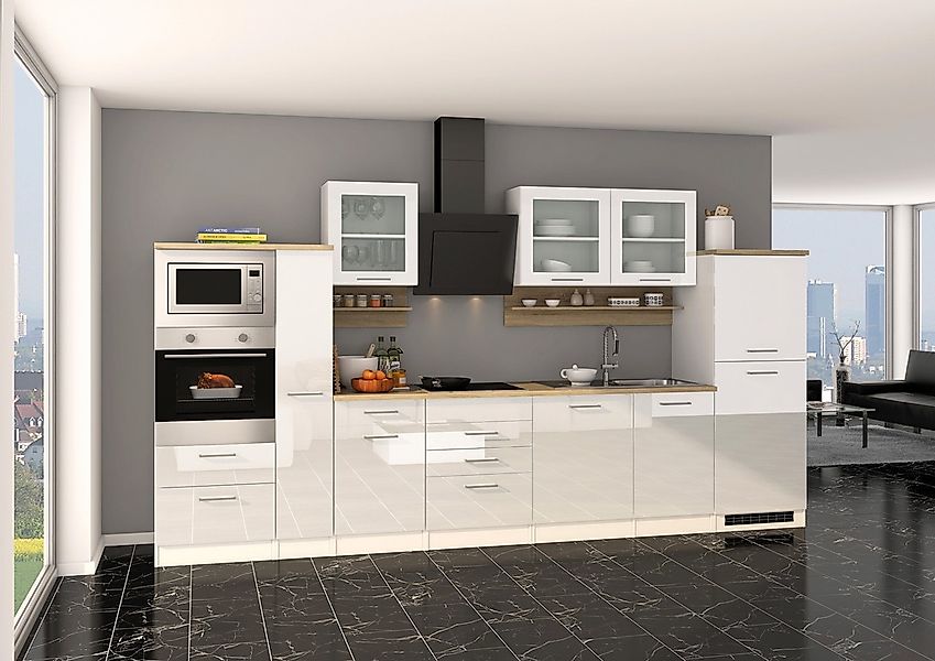 KOCHSTATION Küchenzeile »KS-Mailand«, Breite 370 cm, mit E-Geräten, MDF Fro günstig online kaufen