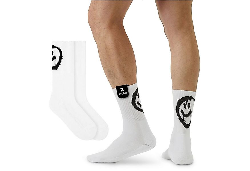 von Jungfeld Tennissocken SMILEY Baumwolle 36-46 Unisex 2 Paar (2-Paar, 2er günstig online kaufen