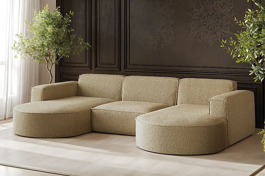 Kaiser Möbel Ecksofa Sofa U form, Couch MODENA U STUDIO stoff Verita, Poso, günstig online kaufen