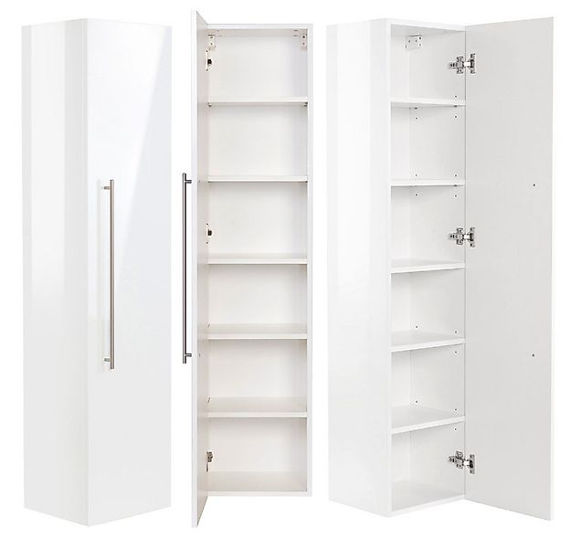 Lomadox Hochschrank NEWLAND-02 Badmöbel weiß Hochglanz 6 Fächer, B x H x T günstig online kaufen
