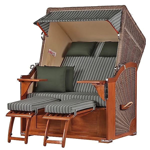 bene,iving Strandkorb Komplettset Schaalsee Mahagoni PE grau Modell 504 günstig online kaufen