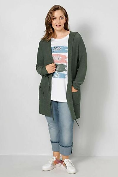 Janet & Joyce Strickjacke Strickjacke Kapuze Taillen-Bindeband Langarm günstig online kaufen