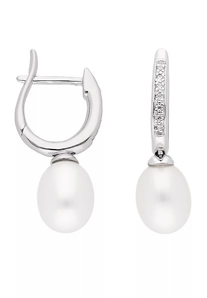 Adelia´s Paar Ohrhänger "925 Silber Ohrringe Creolen mit Zirkonia Ø 11,1 mm günstig online kaufen