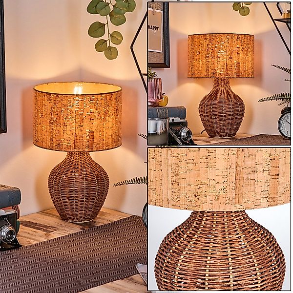 hofstein Tischleuchte Tischlampe aus Rattan/Korbgeflecht/Kork in günstig online kaufen