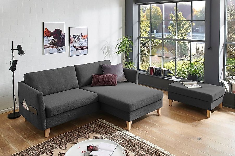 ATLANTIC home collection Ecksofa Mailo L-Form, mit Seitentaschen, Recamiere günstig online kaufen
