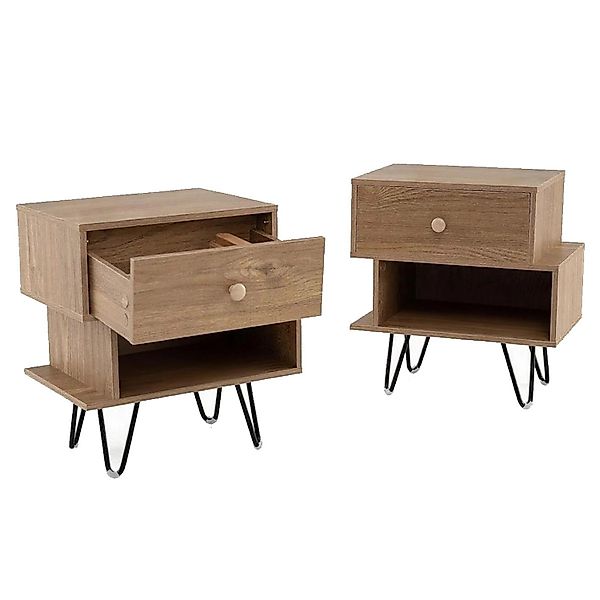 Costway Nachttisch 2er Set 44 x 29 x 47 cm Natur günstig online kaufen