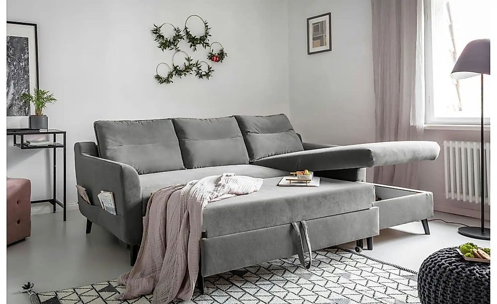 Miuform Ecksofa mit Schlaffunktion Stylish Stan ¦ grau ¦ Maße (cm): B: 224 günstig online kaufen