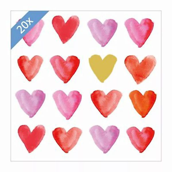 ppd Papier Servietten 33 x 33 cm 20 St. 'Aquarell Hearts Gold' Papierservie günstig online kaufen