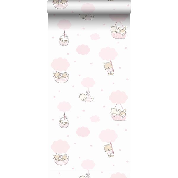 Sanders & Sanders Tapete Tiere Rosa Und Weiß 53 Cm X 10 M 640446 günstig online kaufen