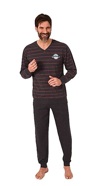Normann Pyjama Normann Herren langarm Pyjama mit Bündchen in edler Streifen günstig online kaufen