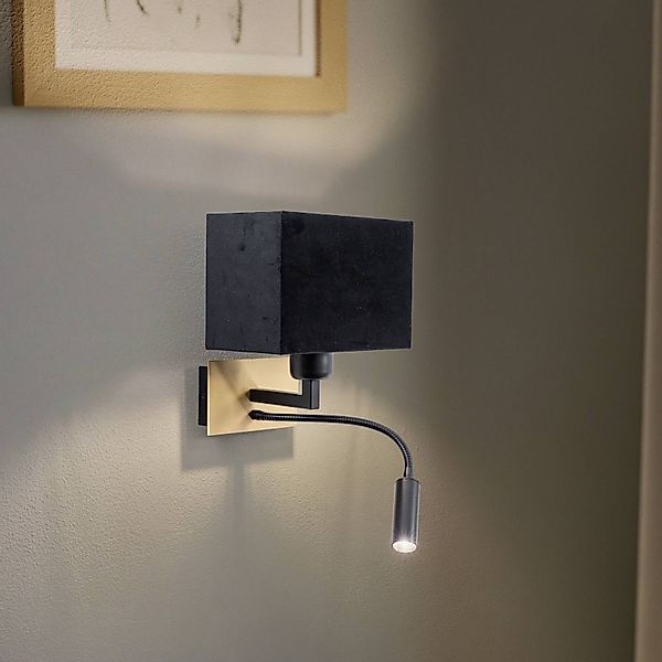 Wandlampe Harry, eckig, messing/schwarz/schwarz günstig online kaufen