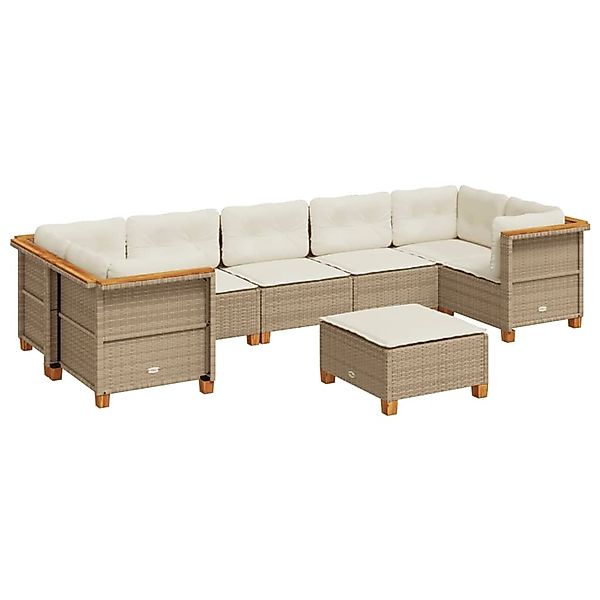 vidaXL 8-Tlg Garten-Sofagarnitur mit Kissen Beige Poly Rattan 3261763 günstig online kaufen