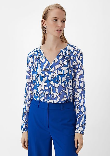 Comma Langarmbluse Bluse aus Chiffon Raffung günstig online kaufen