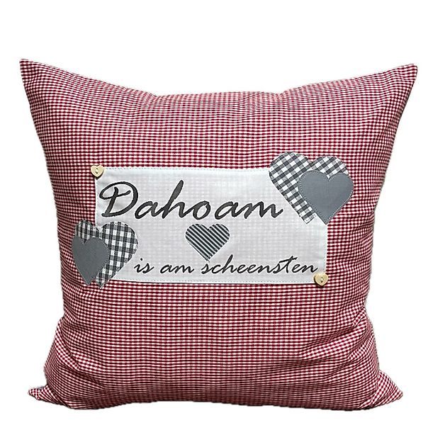 Ammerkind Dekokissen Dahoam rot/weiß kariert, 100% günstig online kaufen