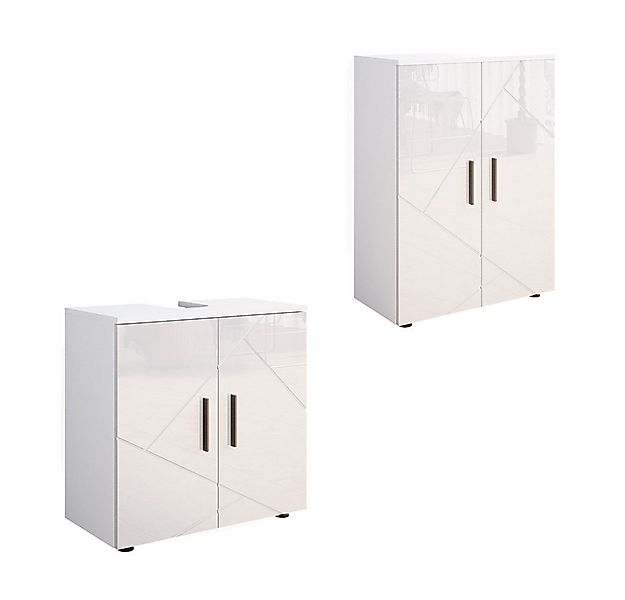 Vicco Badmöbel-Set Irma, Weiß Hochglanz/Weiß, 2 Teile, mit Midischrank, (2- günstig online kaufen