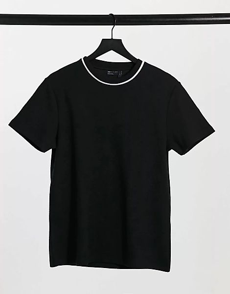 ASOS DESIGN – Schwarzes Oversized-T-Shirt aus schwerem strukturiertem Stoff günstig online kaufen