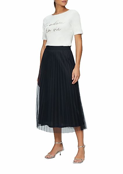 s.Oliver BLACK LABEL Midirock aus plissiertem Mesh günstig online kaufen