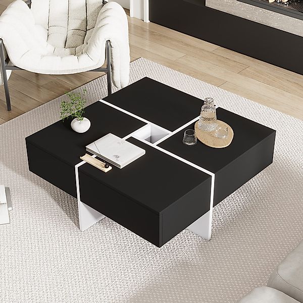 HAUSS SPOLE Couchtisch quadratisches, Schwarz-weißes Design günstig online kaufen