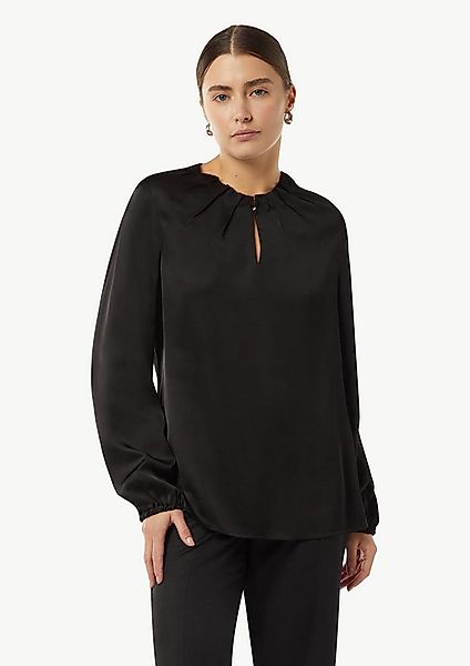 comma Langarmbluse Bluse Satin-Bluse mit Falten-Detail am Ausschnitt günstig online kaufen