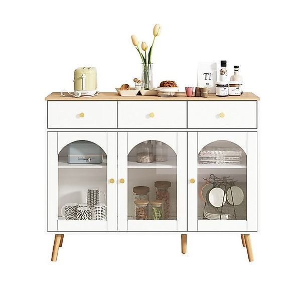 Furnishings Home Eckschrank Esszimmerschrank 3 Türen und 3 Schubladen weiß günstig online kaufen
