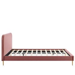 Stoffbett mit Samtbezug Rosa Gestell Goldfarben aus Metall günstig online kaufen