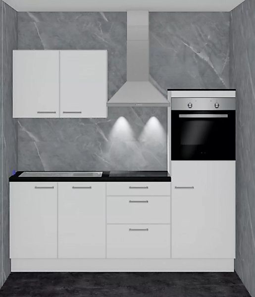 Einbauküche MANKALOOK 11 Alpinweiß - Schränke montiert/ Küchenzeile 210 cm günstig online kaufen