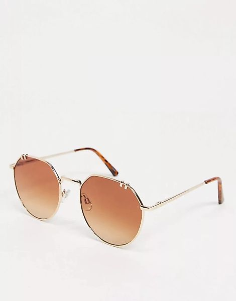 Vero Moda – Sechseckige Sonnenbrille in Gold-Goldfarben günstig online kaufen
