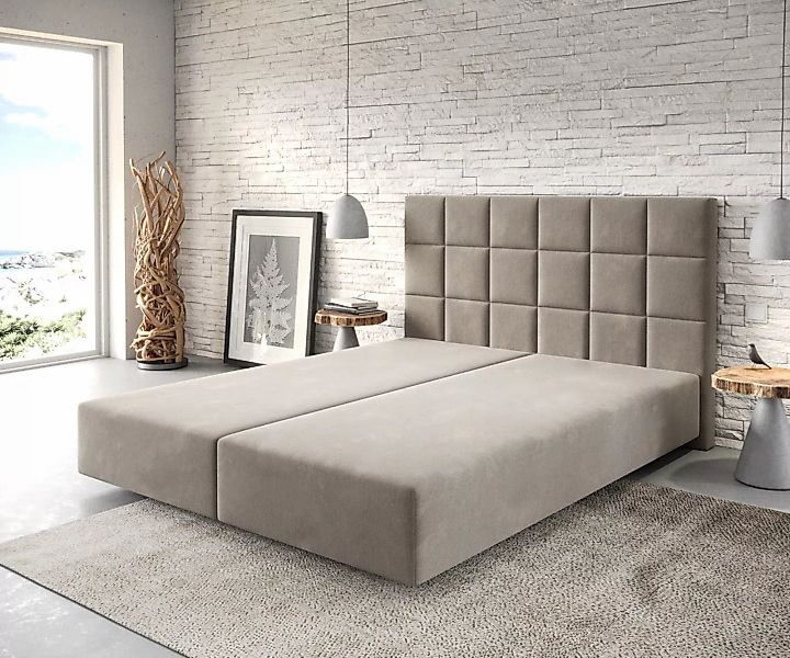 Boxspringgestell Dream-Fine 160x200 cm Mikrofaser Beige günstig online kaufen