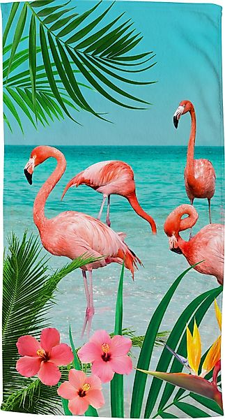 good morning Strandtuch Strandtuch "Flamingo", Polyester, günstig online kaufen