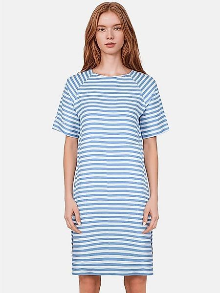 salzhaut Sommerkleid Damen Kleid Utsloopen Kurzarm mit Streifen und Rundhal günstig online kaufen