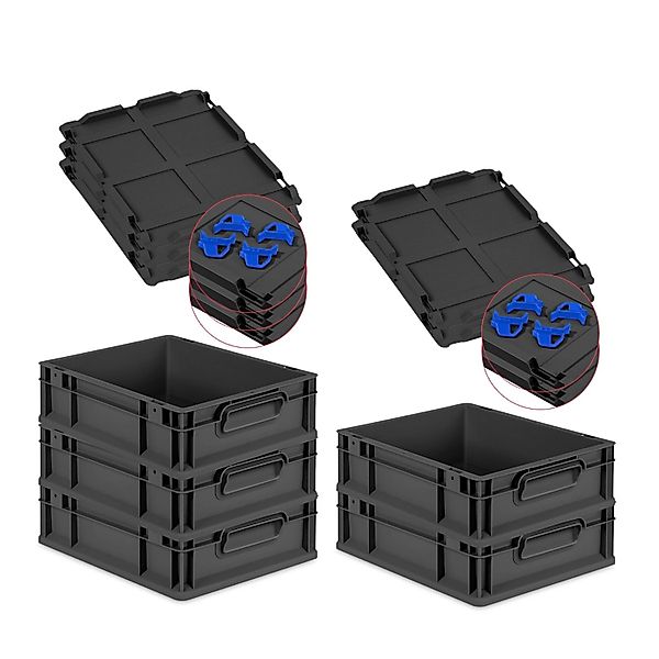PROREGAL SparSet 5x Eurobox Nextgen Grip Mit Auflagedeckel Und Blauen Versc günstig online kaufen
