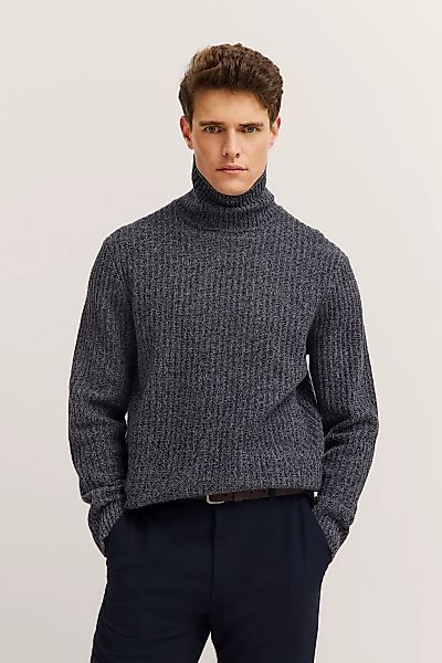 bugatti Rollkragenpullover "Regular Fit", Grobstrick aus einem Wollmix günstig online kaufen