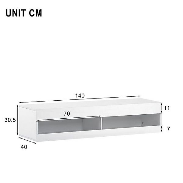 Odikalo TV-Schrank TV-Lowboard Sideboard Stauraum 140x40x30.5cm Weiß/Grau günstig online kaufen