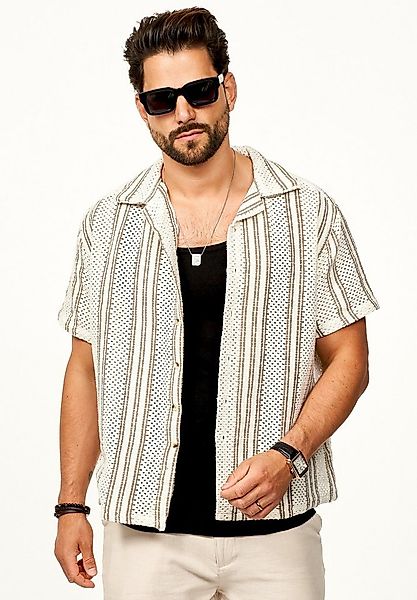 SOULSTAR Kurzarmhemd für Herren Strick Polo Hemd im Retro-Look Overshirt im günstig online kaufen