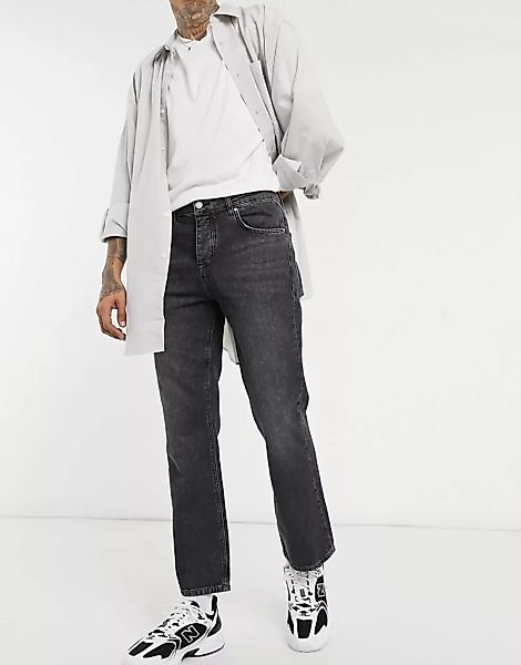 ASOS DESIGN – Bootcut-Jeans in schwarzer Waschung günstig online kaufen