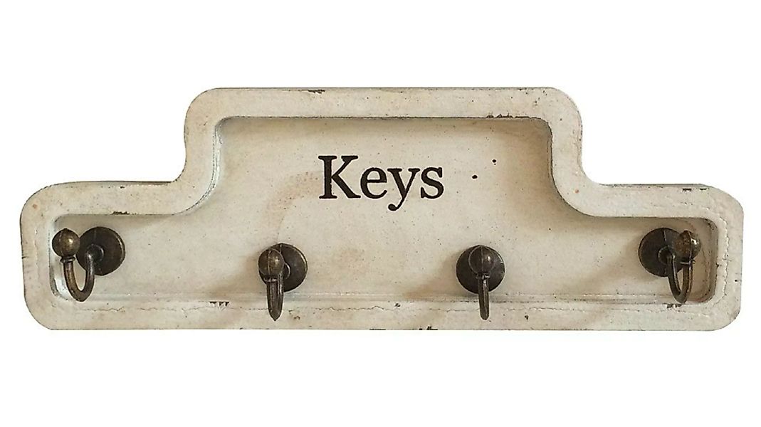 Schlüsselbrett KEYS Schlüsselhalter Holz Landhausstil Antik-Weiß günstig online kaufen