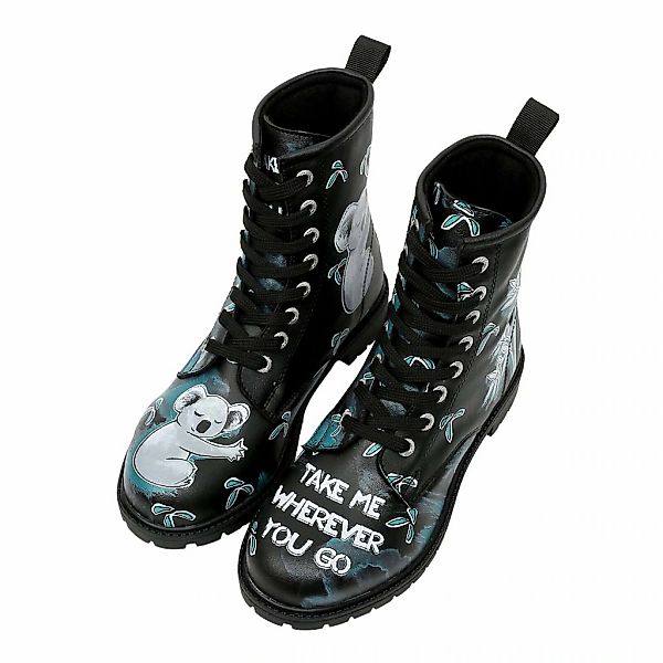 DOGO Schnürboots "Long Boots Schnürstiefel Koala Hug Black Damen Stiefelett günstig online kaufen