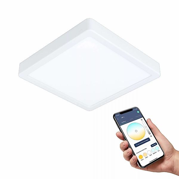 Eglo LED-Deckenleuchte Fueva-Z CCT 21 cm x 21 cm Weiß günstig online kaufen