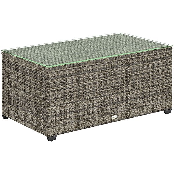 Outsunny Gartencouchtisch, Beistelltisch in geflochtener Rattan-Optik mit S günstig online kaufen