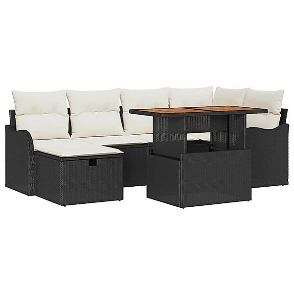 vidaXL Garten-Sofa-Set 7-Tlg Schwarz Poly Rattan 3361271 günstig online kaufen