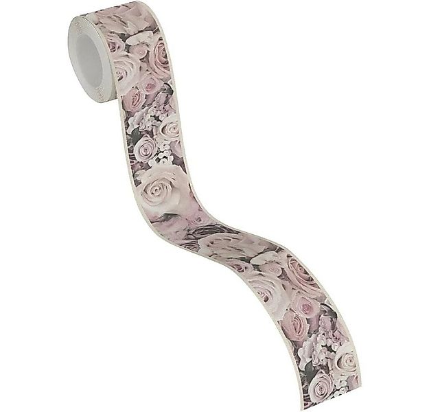 A.S. Création Bordüre Tapetenbordüre Selbstklebend Blumen Creme, Rosa & Gra günstig online kaufen