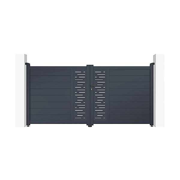 Casanoov Flügeltor 3M Arlberg H 140Cm & 2 Pfosten H 166Cm Aluminium Grau günstig online kaufen