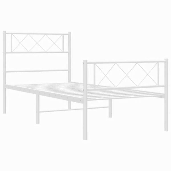 vidaXL Bettgestell Bettrahmen mit Kopf- und Fußteil Metall Weiß 80x200 cm B günstig online kaufen