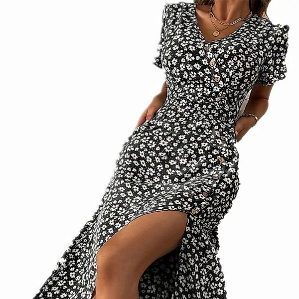 FIDDY Dirndl Schmal geschnittenes, bedrucktes Kleid im Resort-Stil günstig online kaufen