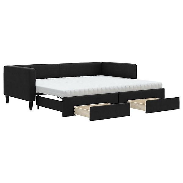 vidaXL Gästebett Tagesbett Ausziehbar mit Schubladen Schwarz 90x200 cm Stof günstig online kaufen