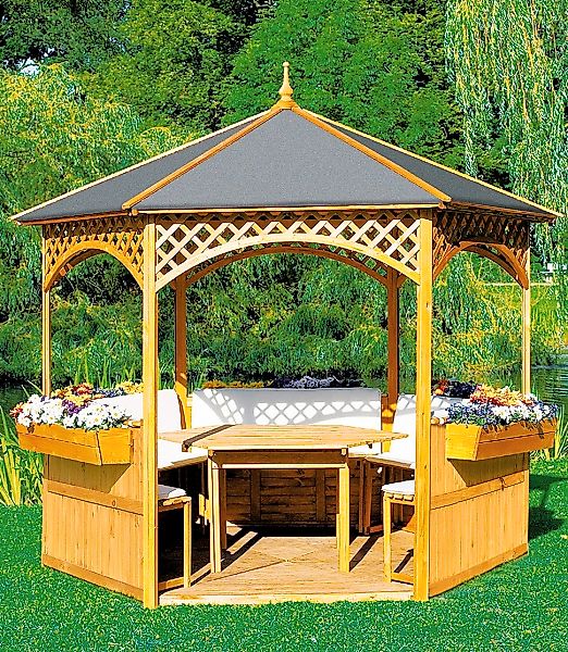 promadino Holzpavillon "Palma", (Set), BxT: 326x326 cm, inkl. Brüstung günstig online kaufen