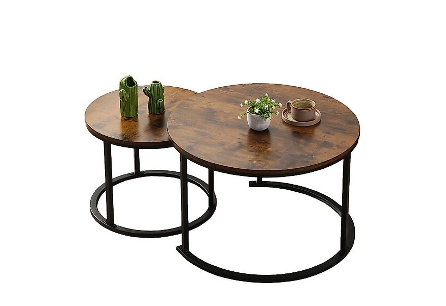 KAHOO Couchtisch Kaffeetisch, 2tlg. mit Marmormuster, 70x45cm+50x40cm, rund günstig online kaufen
